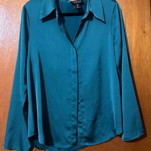 Green Button-Up Blouse